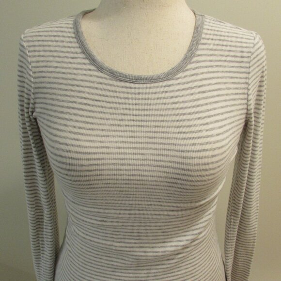 Gap Gray/White Striped Cotton StretchThermal Tee Small - Picture 8 of 16